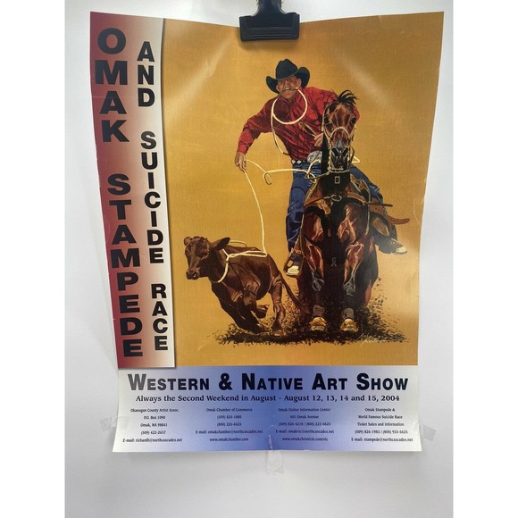 2004 Omak Stampede And Suicide Race Poster Western Native Art Show Rodeo - Picture 11 of 11